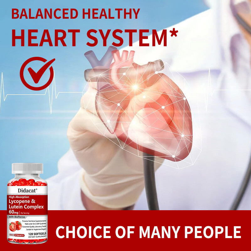 Lycopene & Lutein Complex 60mg, Supports Prostate, Heart & Eye Health