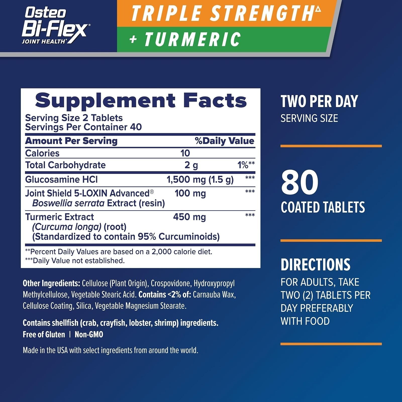 Osteo Bi-Flex Triple Strength Glucosamine with Turmeric, 80 Tablets