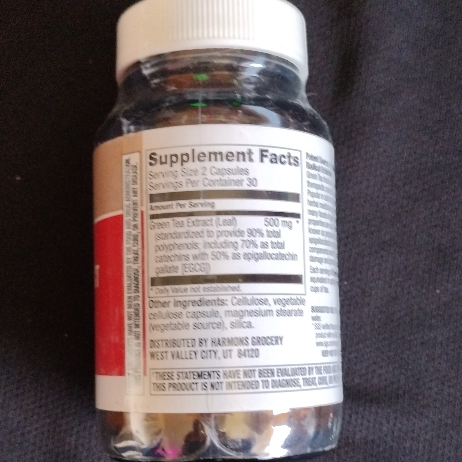 Harmons Green Tea Extract 500mg 90% Polyphenols Vegan Non-GMO Capsules 60ct