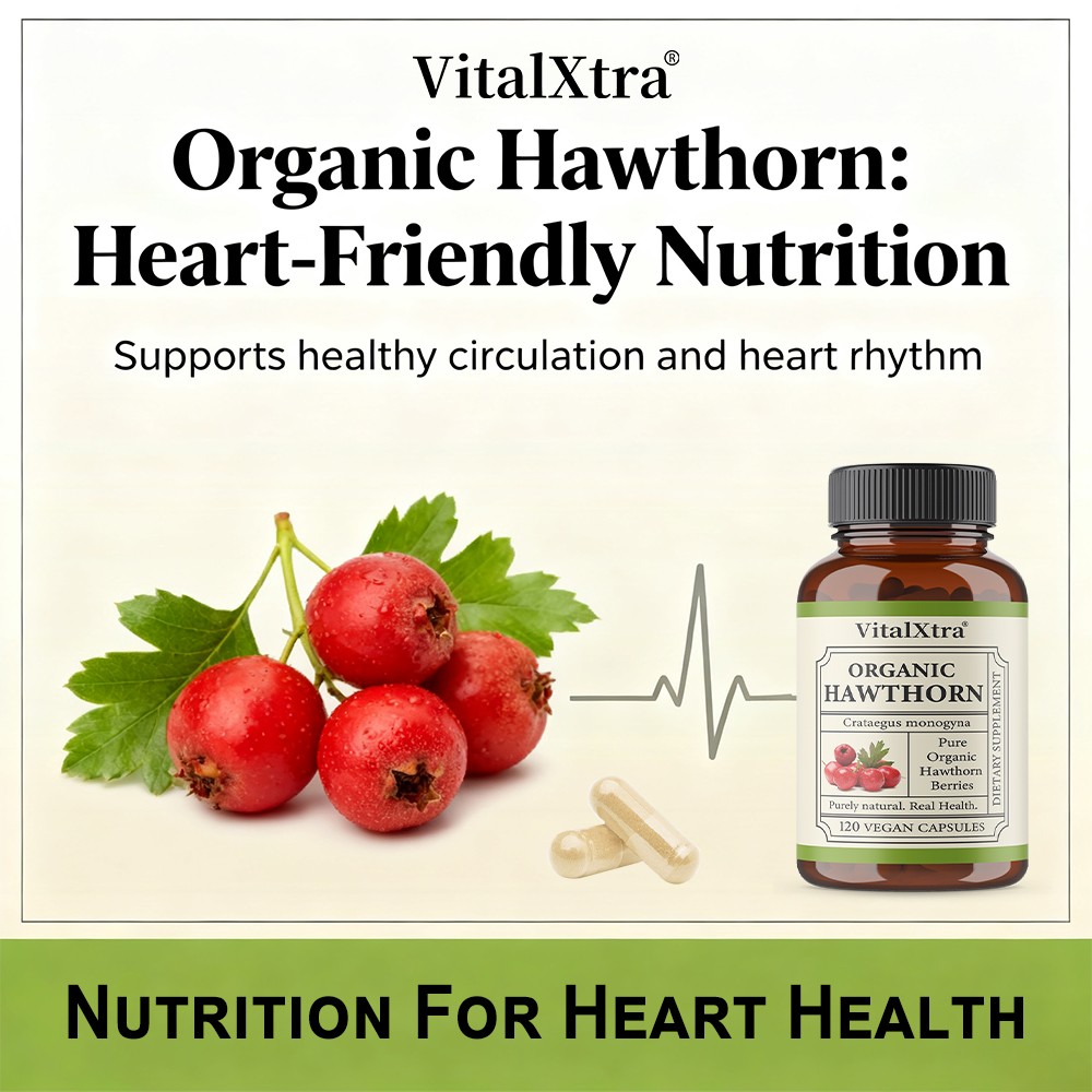 Organic Hawthorn Berry Capsules – Support Heart & Circulatory Health 30~120 Caps