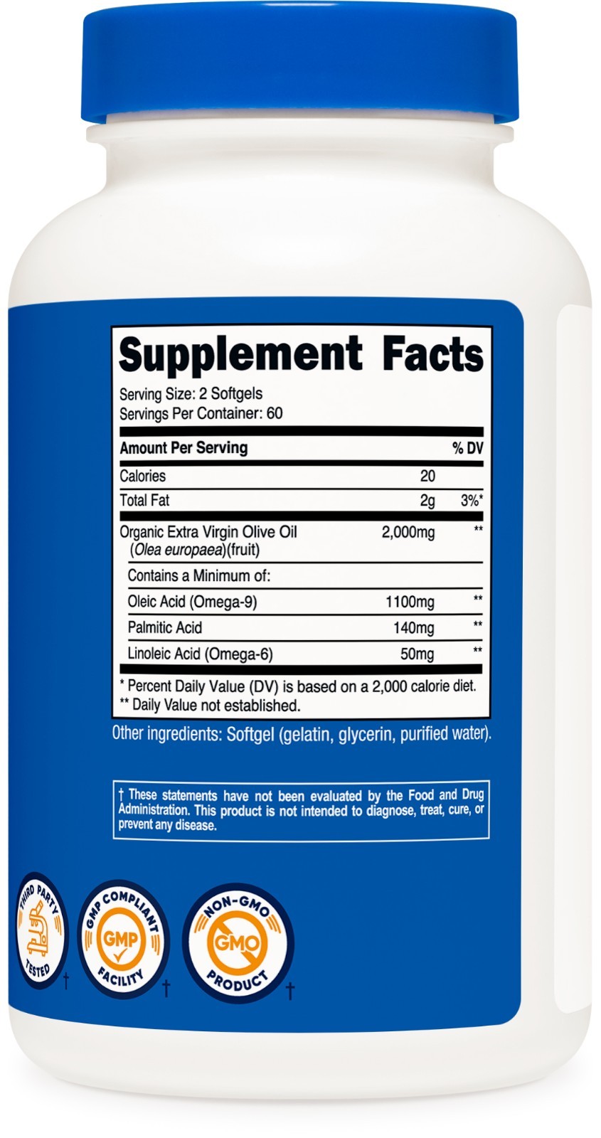 Nutricost Extra Virgin Olive Oil Supplement (2,000mg) 120 Softgels – Gluten-Free