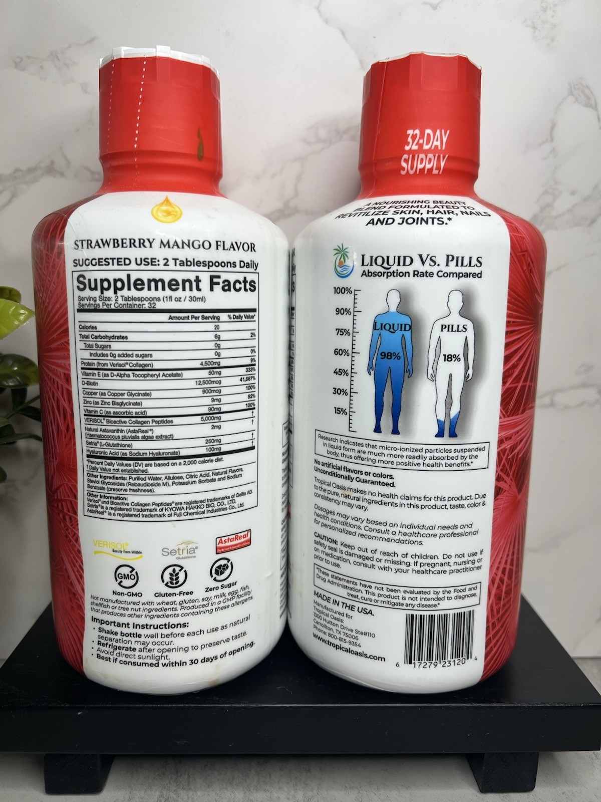 Tropical Oasis Collagen Revive Strawberry Mango 32 fl oz Two Pack Exp 12/2027
