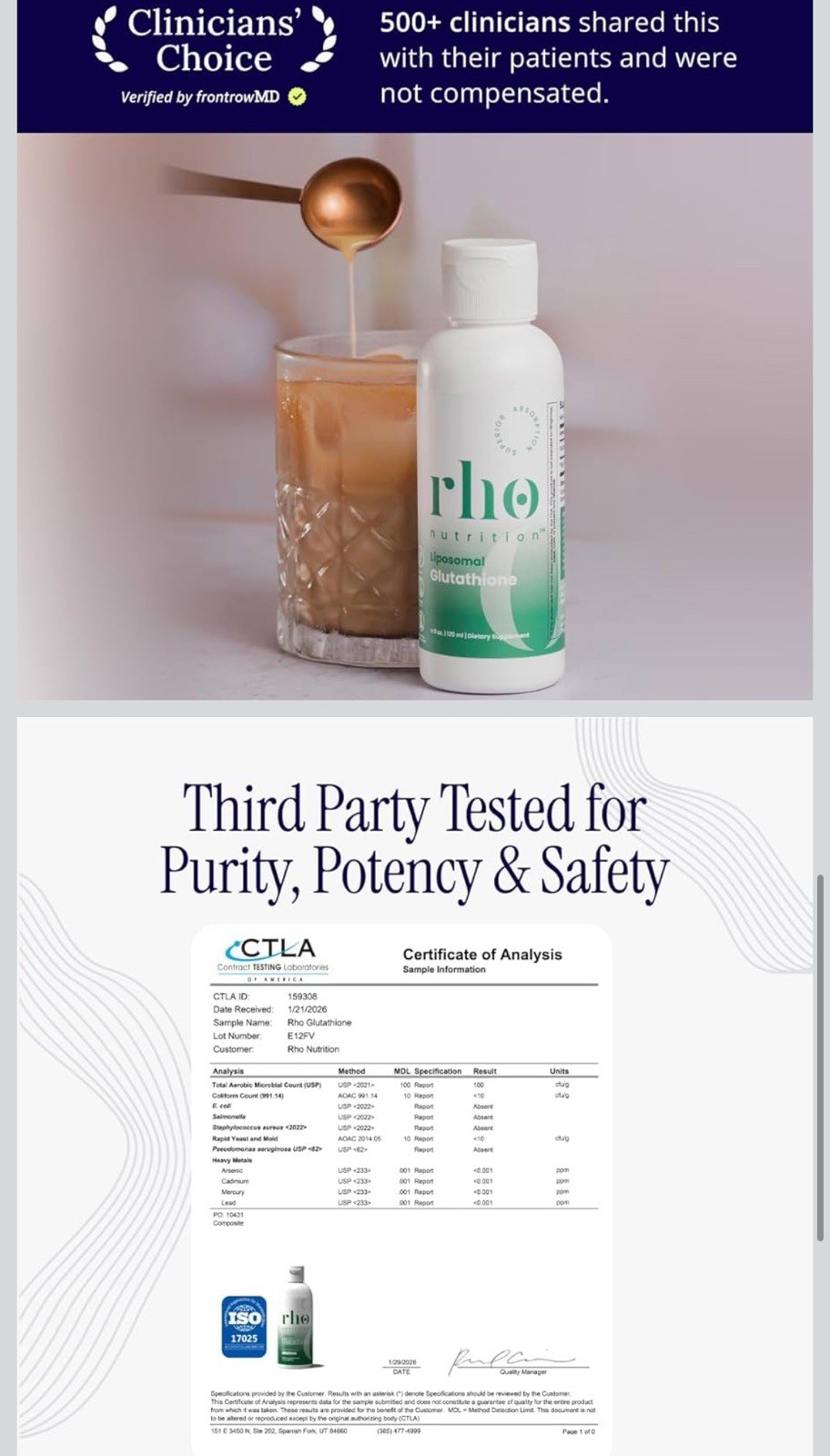 New Rho Nutrition Liposomal NAD+ & Glutathione Liquid Set, 2x 4 fl oz Vegan Keto