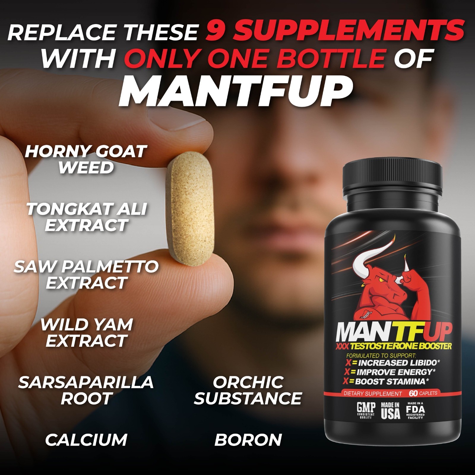 Dynamism Labs – ManTFup 🔥💪🏼 3 pack Testosterone Booster, Gluten-Free, Non-GMO