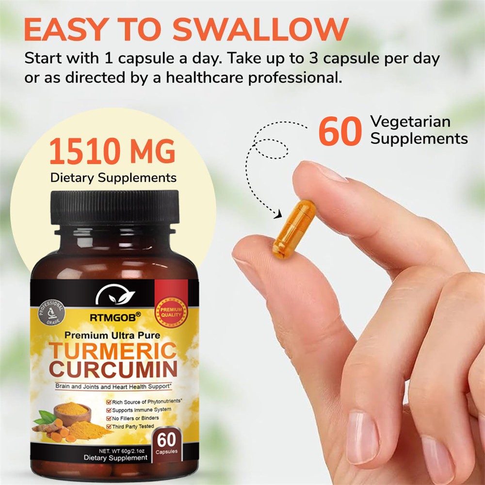 3 Bottles Turmeric Curcumin 2600mg with Ginger & Black Pepper Capsules For Adult