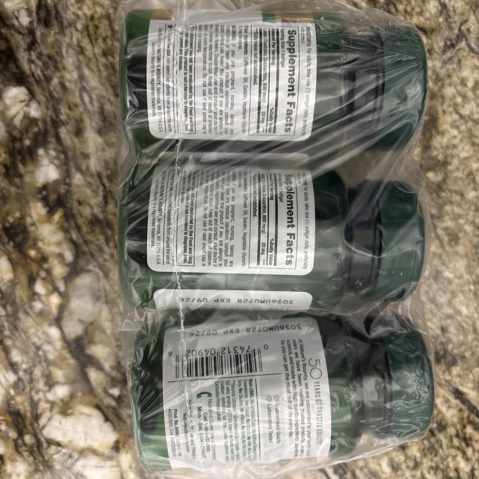 [3 PACK] NATURE’S BOUNTY Lutein 20mg 40 Rapid Release Softgels/ea.Fresh exp 926