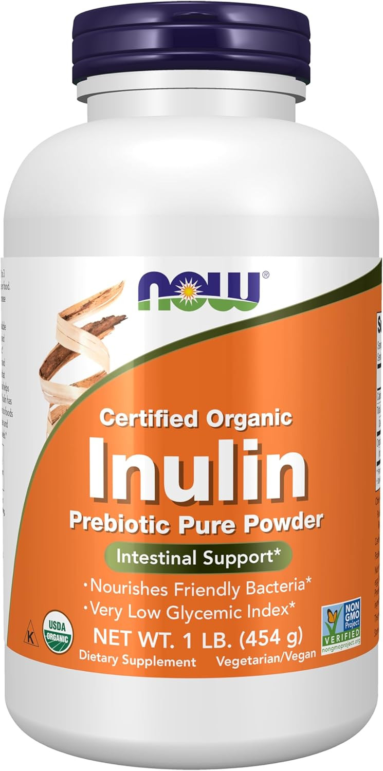 NOW Inulin Prebiotic Pure Powder Unflavored 1 Pound Supplement BB: 02/29