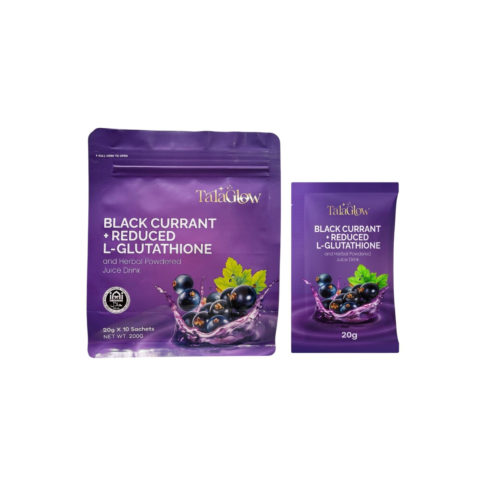 Tala Glow Black Currant + L-Glutathione Herbal Drink 10 Sachets 20g