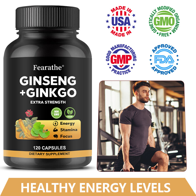 Korean Panax Ginseng 1650mg w/ Ginkgo Biloba for Memory Focus Energy Stamina