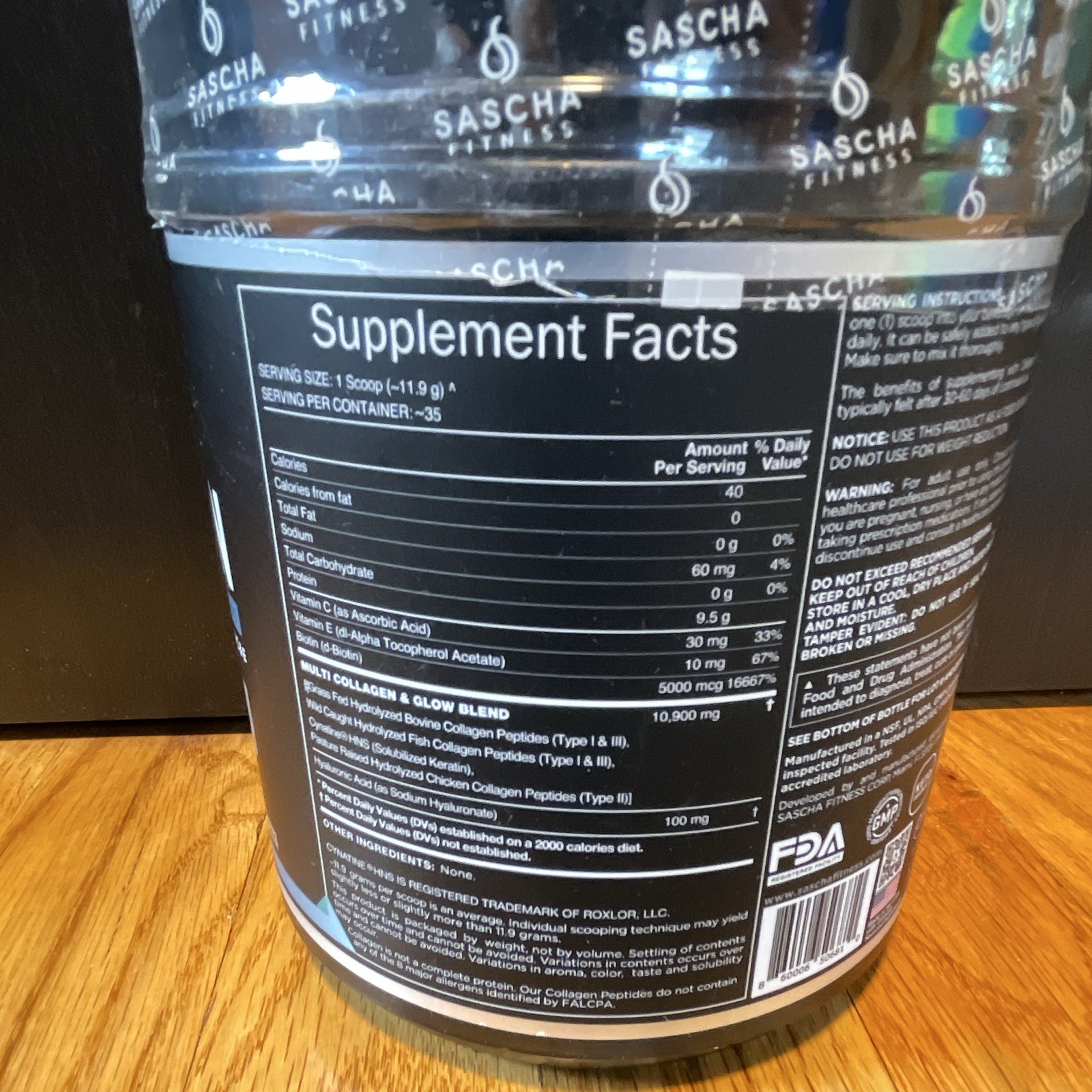 Sascha Fitness Hydrolyzed Multi Collagen Peptides Powder Unflavored 14.69 oz