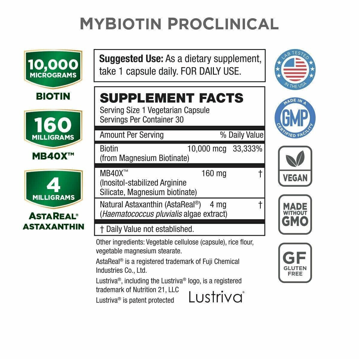 Purity Products My Biotin MyBiotin ProClinical 30 Capsule New Exp. 2/2025