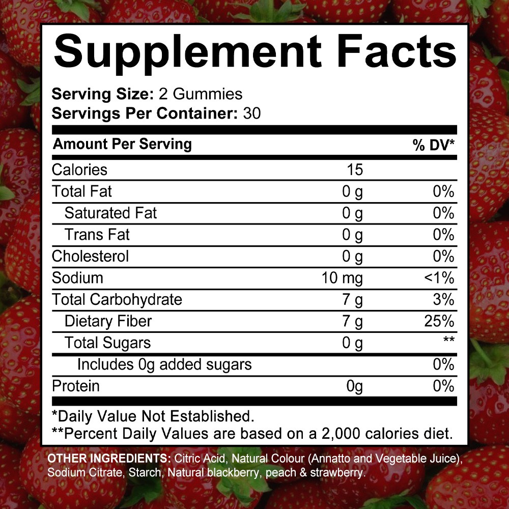Fiber 7 G 60 Gummies Support Digestive Improve Immune System Gut Flora Health