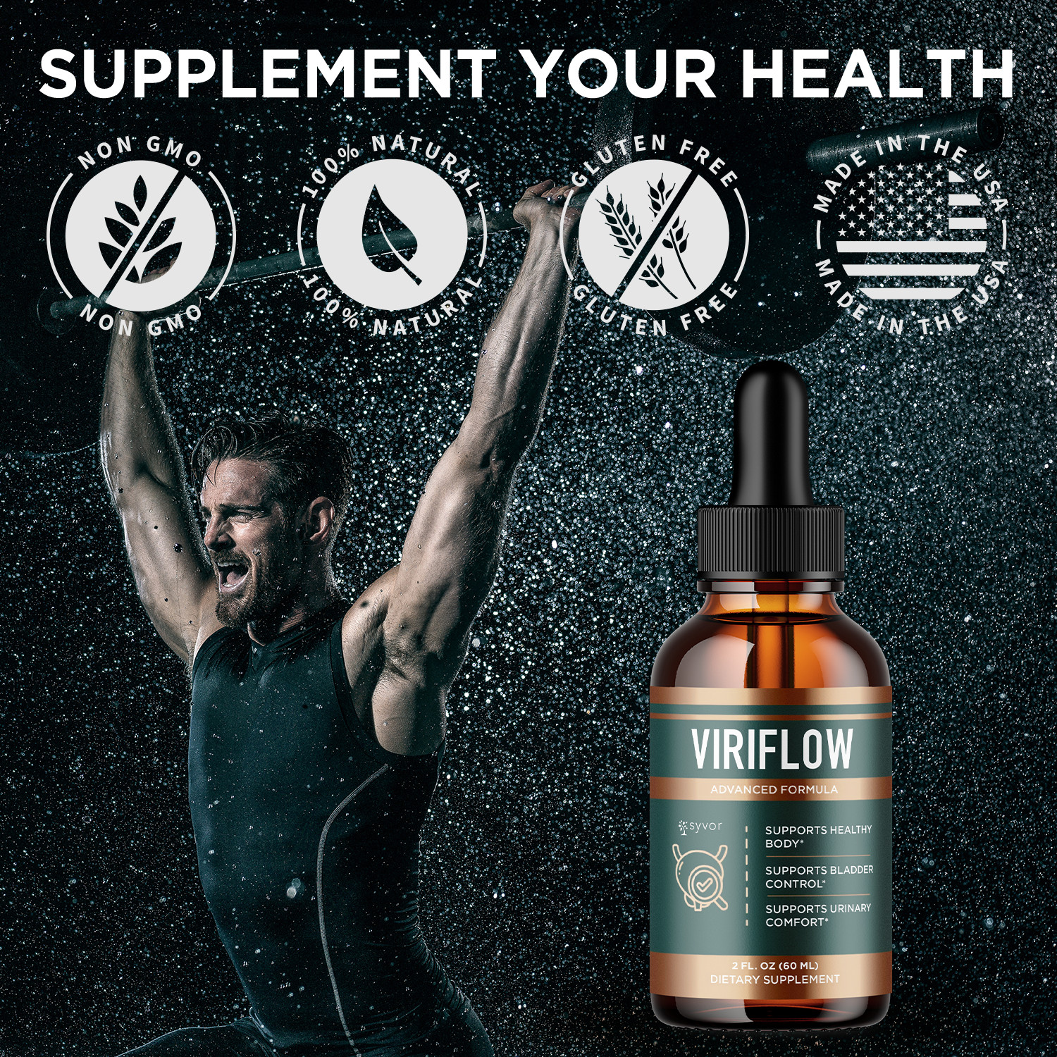 (3 Pack) Viriflow Male Support Drops Advanced Viri Flow Supplement, 90 Servings
