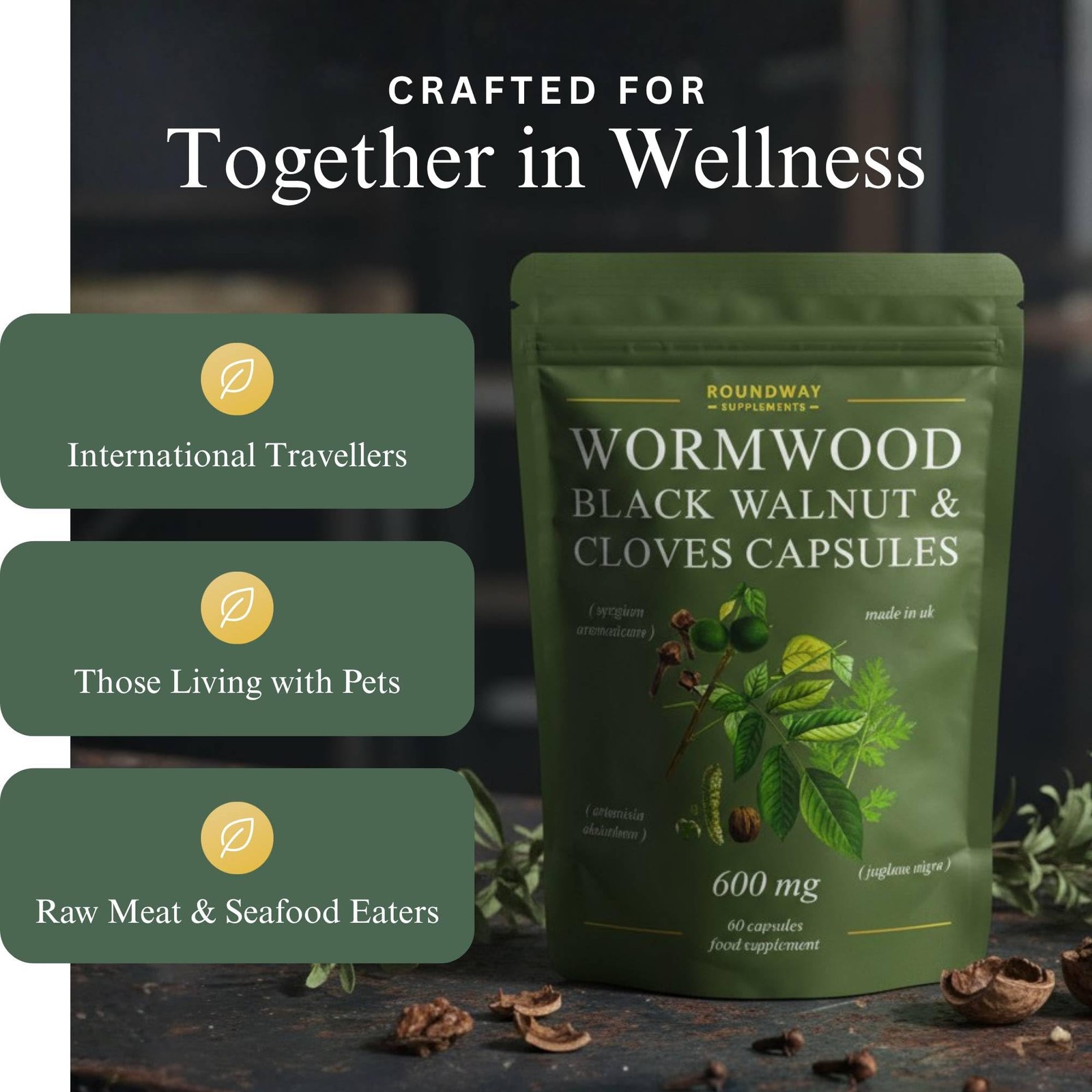 Wormwood Black Walnut Hull and 60 Count (Pack of 1)