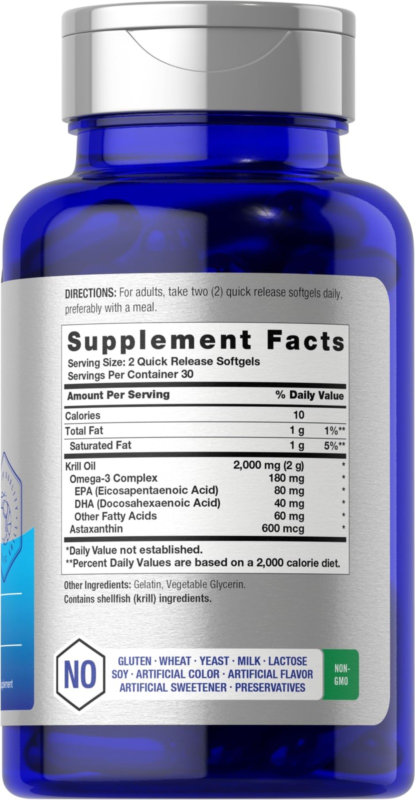 Horbäach Antarctic Krill Oil 2000mg | 60 Softgel 60 Count (Pack of 1)
