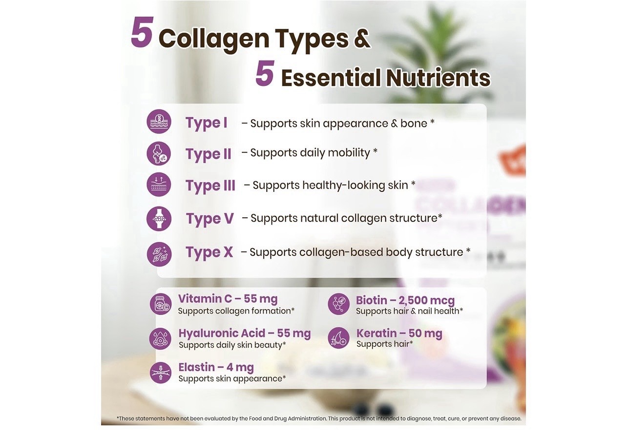 Multi Collagen Peptides Types I II III V X Unflavored Grass Fed NSF 1 lb