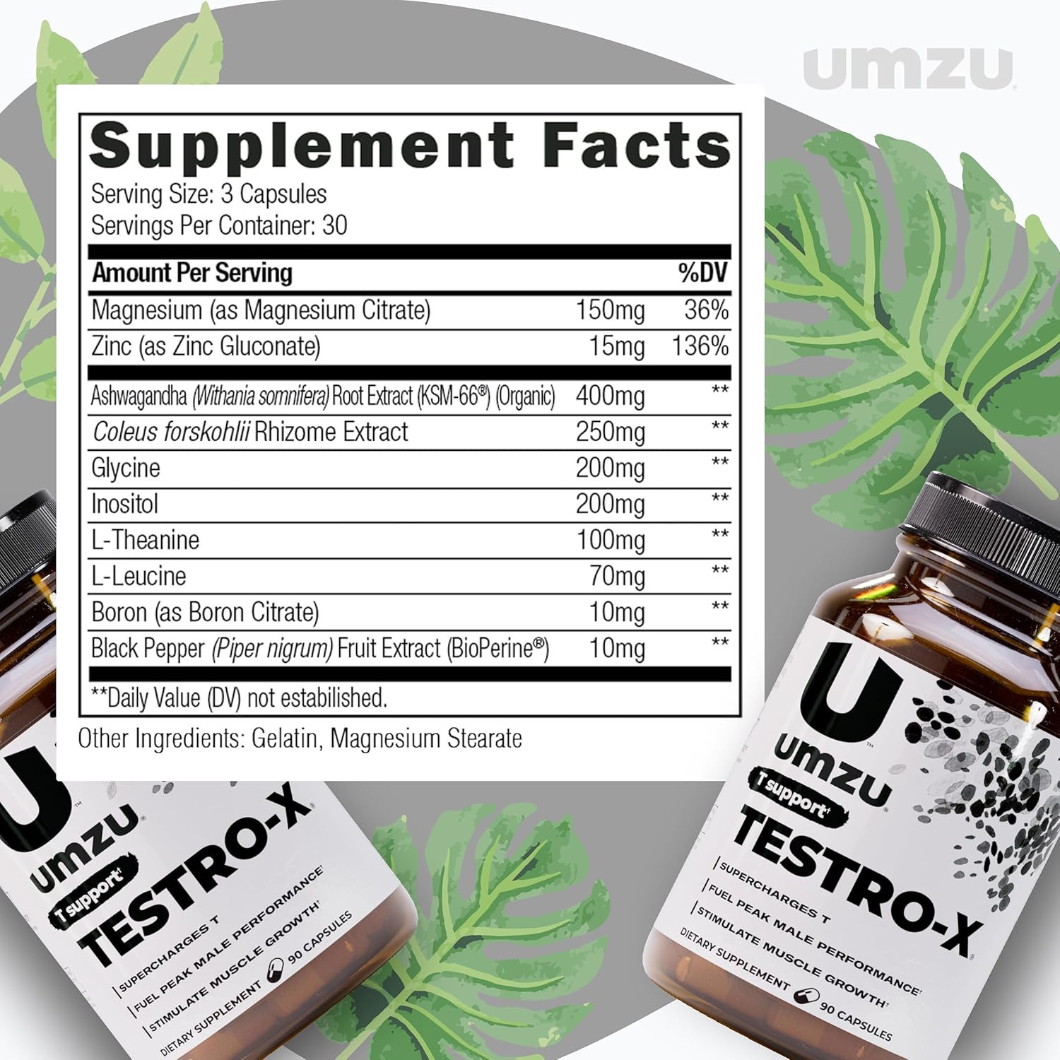 Testro-X Supplement for Men – 90 Capsules for 30 Day Supply – Supports Energy, F
