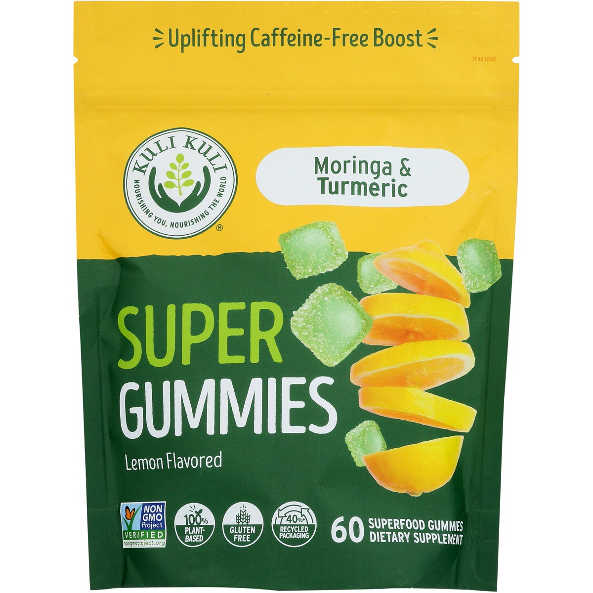 Kuli Superfood Gummies Moringa & Turmeric Lemon Flavor 60 Count Ct 1 Pack