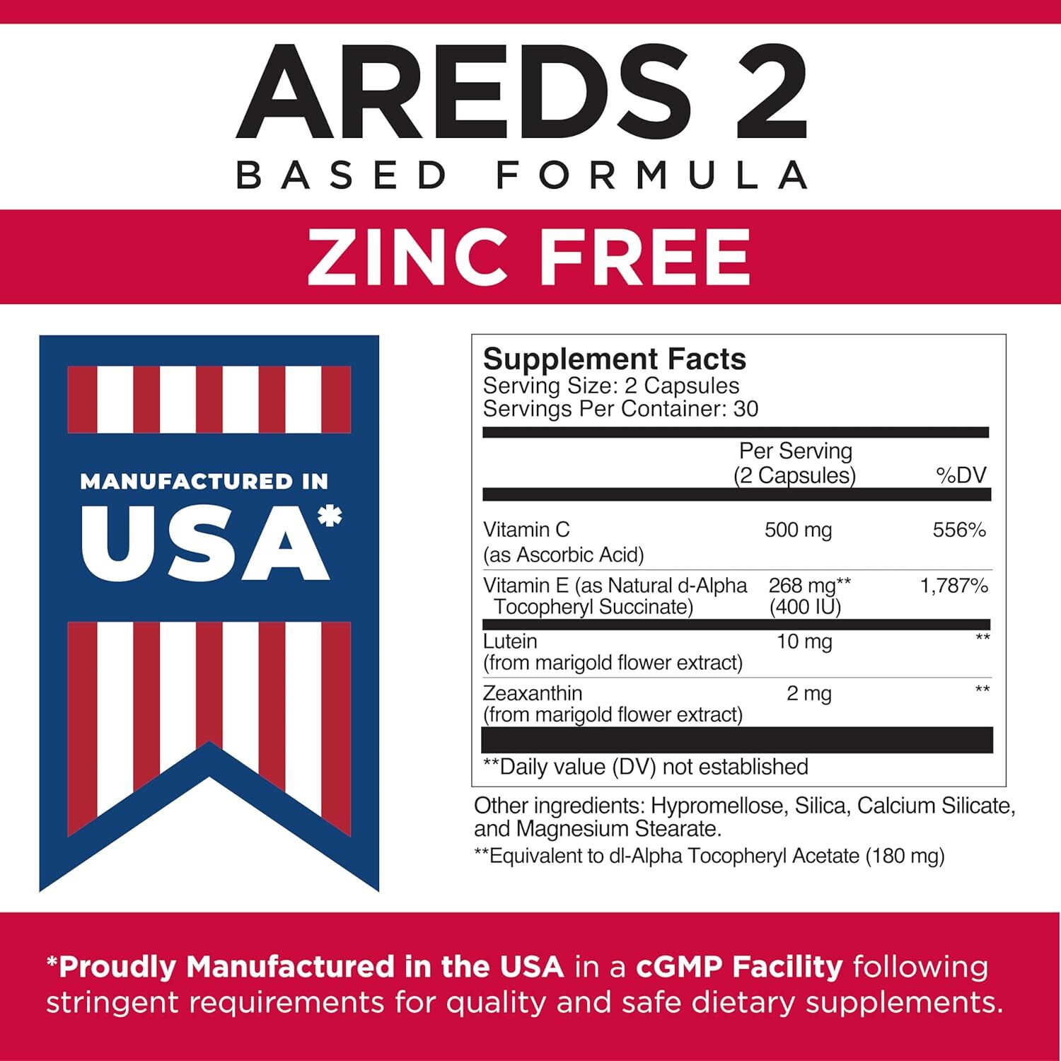 Viteyes AREDS 2 Zinc Free Macular Support, Natural 60 Count (Pack of 1)