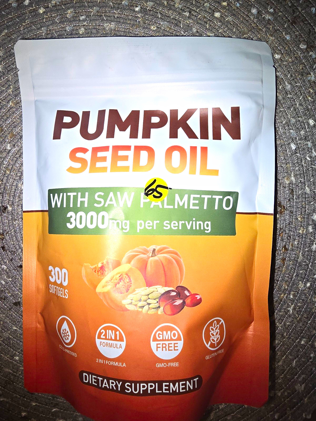 suooch Pumpkin Seed Oil + Saw Palmetto 3000mg 300 Softgels Prostate GMO-Free