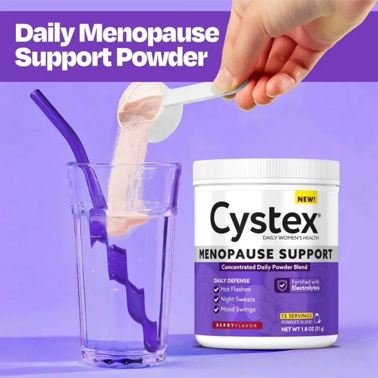 Cystex Menopause Wellness Powder Drink Mix | Berry Flavor | 1.8 Oz