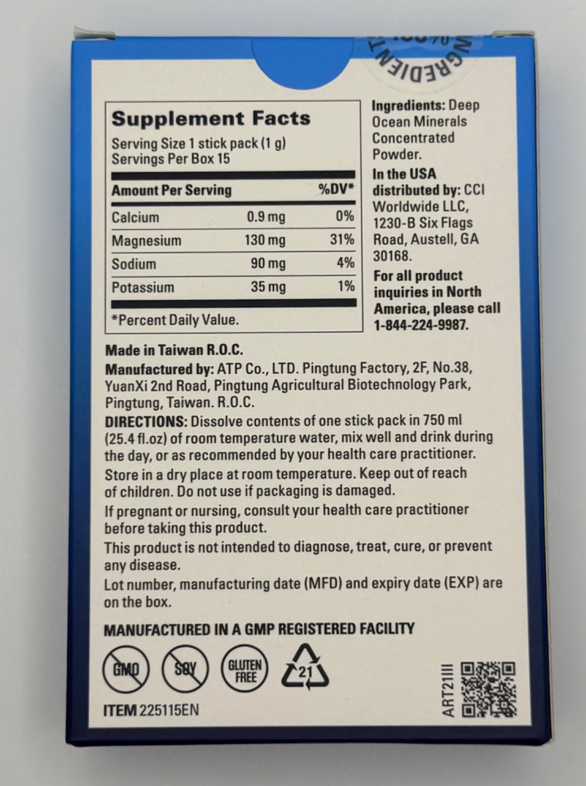 Coral Club OCEANMIN Natural Deep Ocean Mineral Powder Supplement 15 Stick Packs