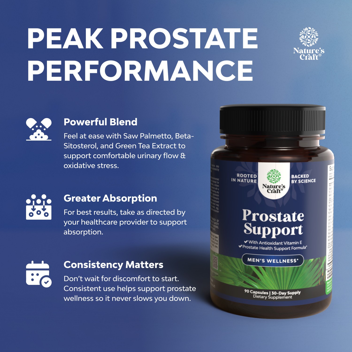 Herbal Prostate Health Supplements for Men – with Beta Sitosterol Selenium 90ct