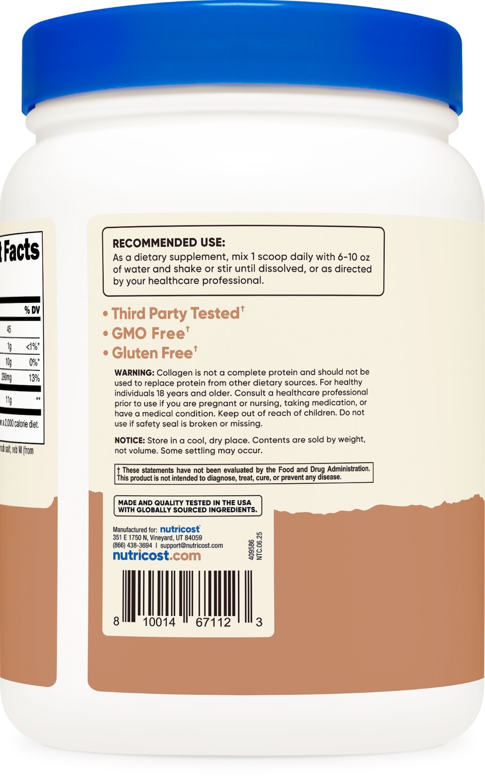 Nutricost Grass-Fed Collagen Powder 1LB (454 G) (Salted Caramel)