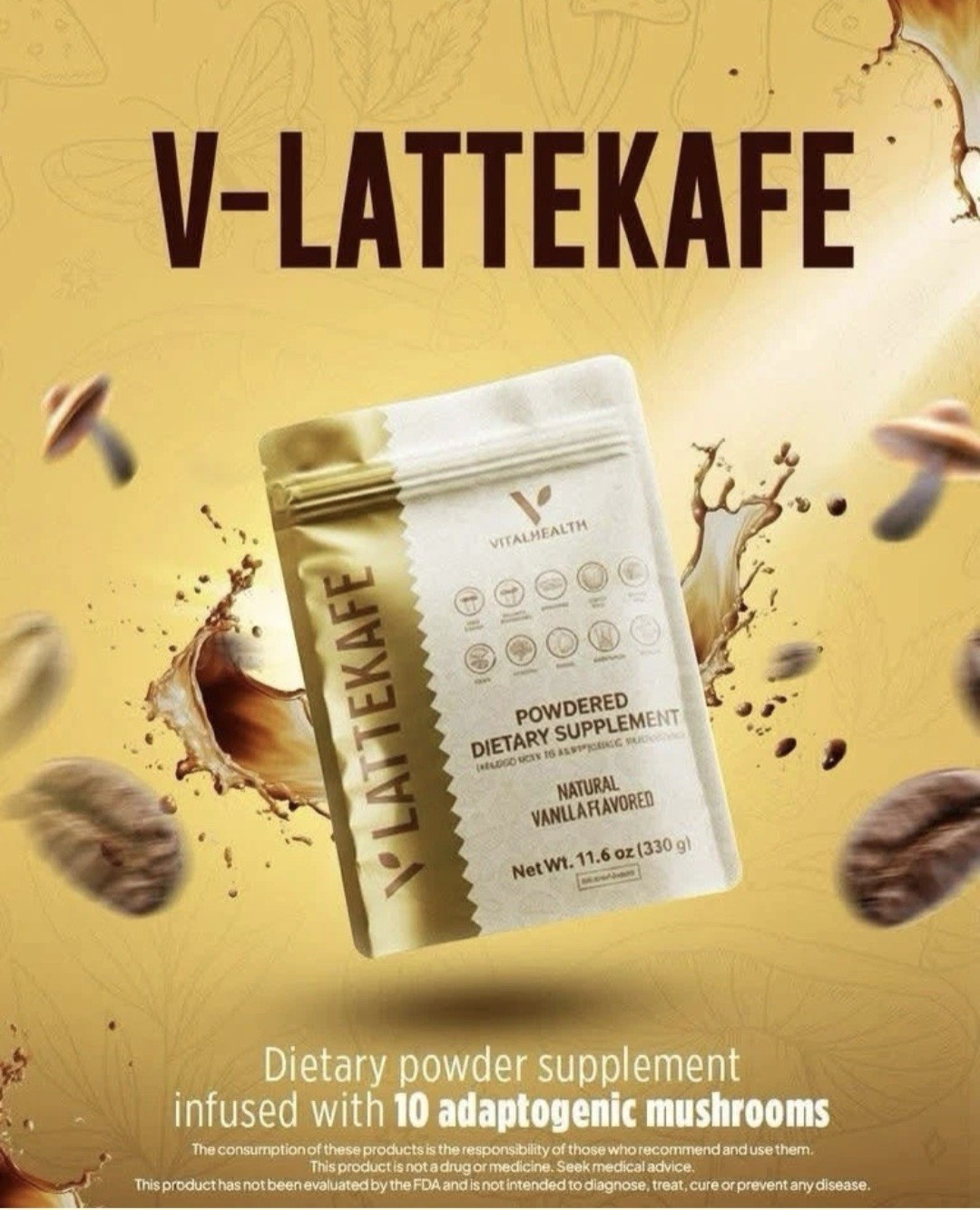 Vital health LATTEKAFFE Premium Arabica Coffee Combines Functional Mushrooms