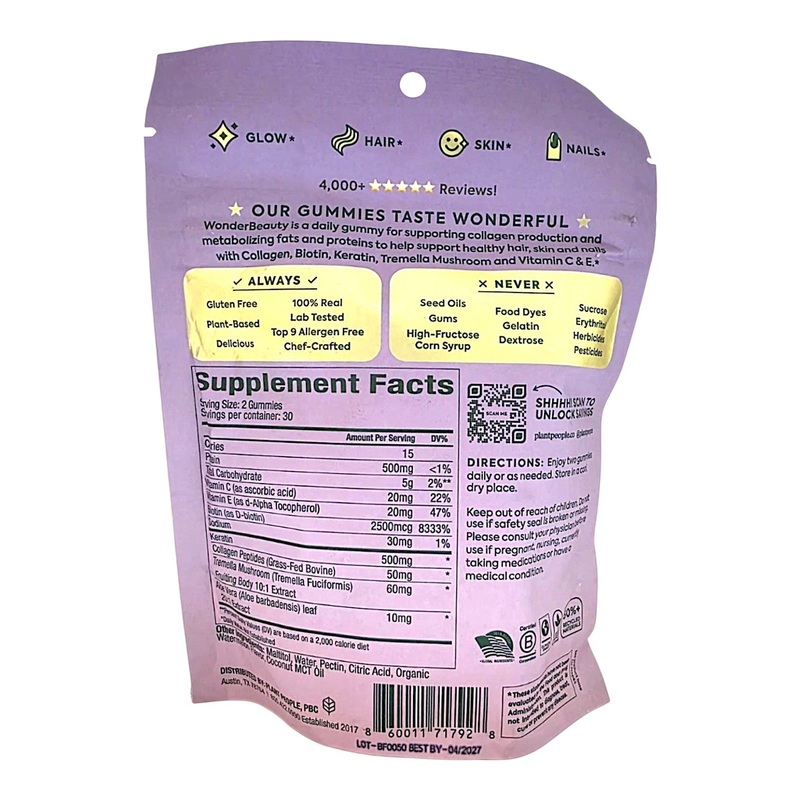 Hair Skin & Nails Plant People – Wonder Beauty Rejuvenation Gummies 60 Gummies