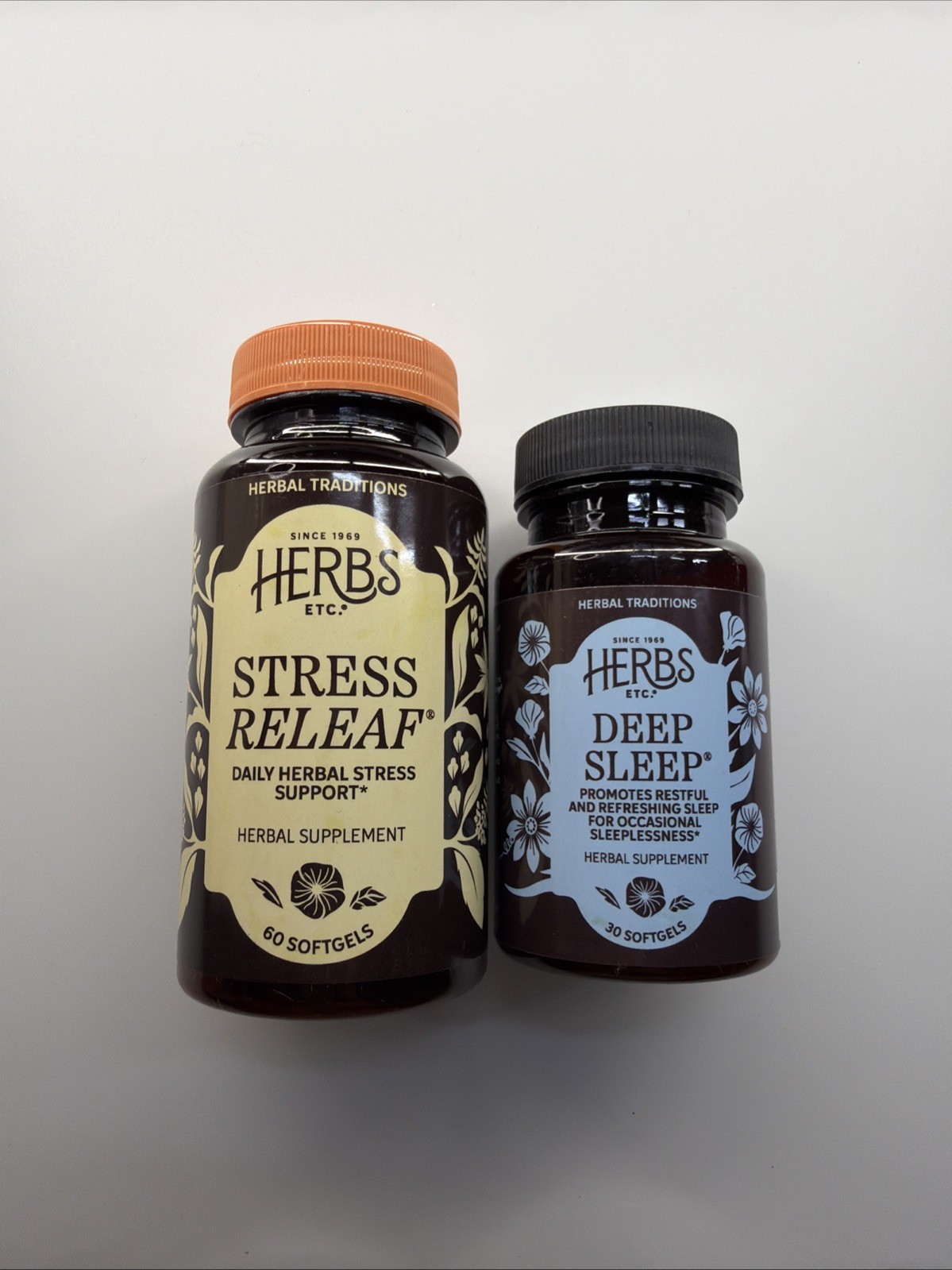 Herbs Etc. Stress Releaf 60ct, Deep Sleep 30ct, Chloroxygen 10ct Herbal Bundle