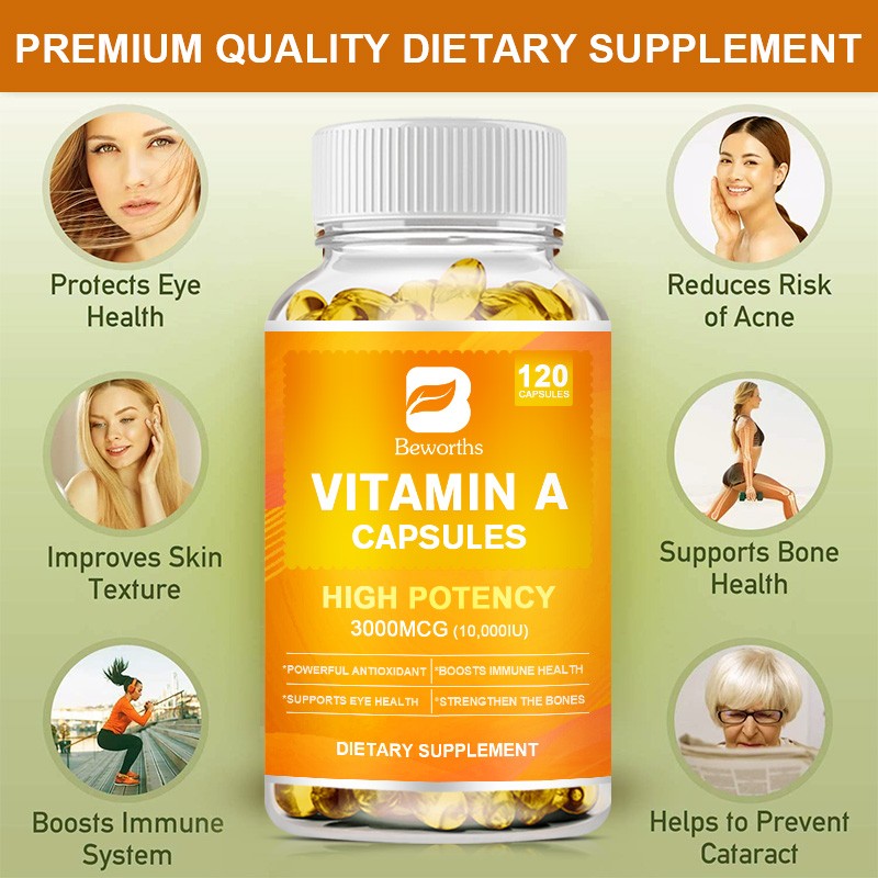 Vitamin A 10000 IU | 120 Softgels | Premium Non-GMO, Gluten Free