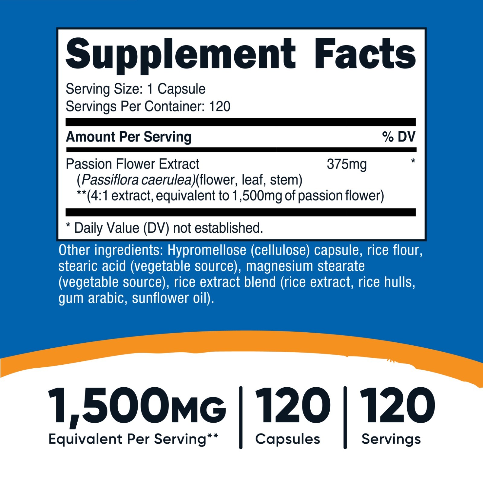 Nutricost Passion Flower Extract (1,500mg Equivalent) 120 Capsules