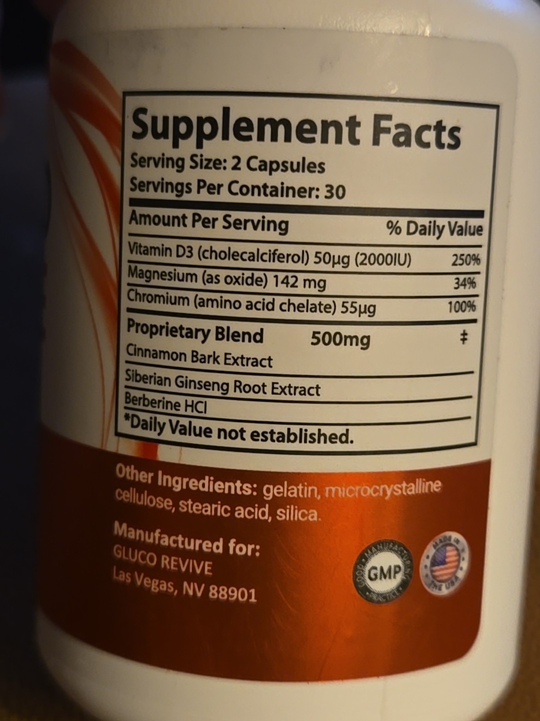 Gluco Revive Blood Support Dietary Supplement 1000mg 60 Capsules L-Lysine HCL