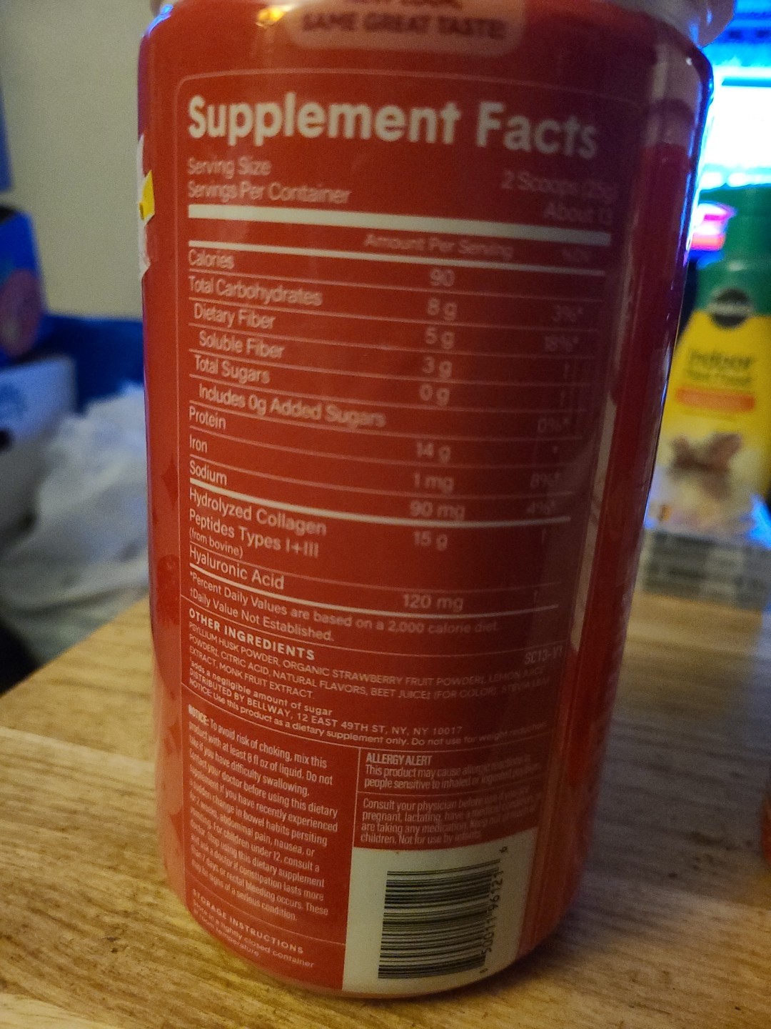 ✅️2 Lot Bellway Superfiber +Collagen +Fruit Strawberry Lemonade & Raspberry