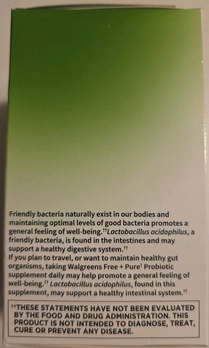 (2) Walgreens Probiotic 60 Caps Each (120 Total Capsules) Gluten Free & Pure