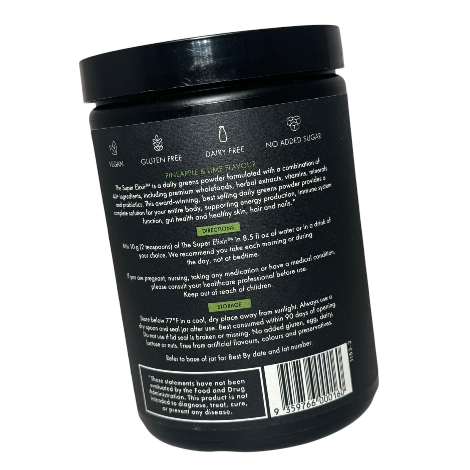 WelleCo Super Elixir Greens Powder Supplement Pineapple/Lime NEW Sealed Exp 2027