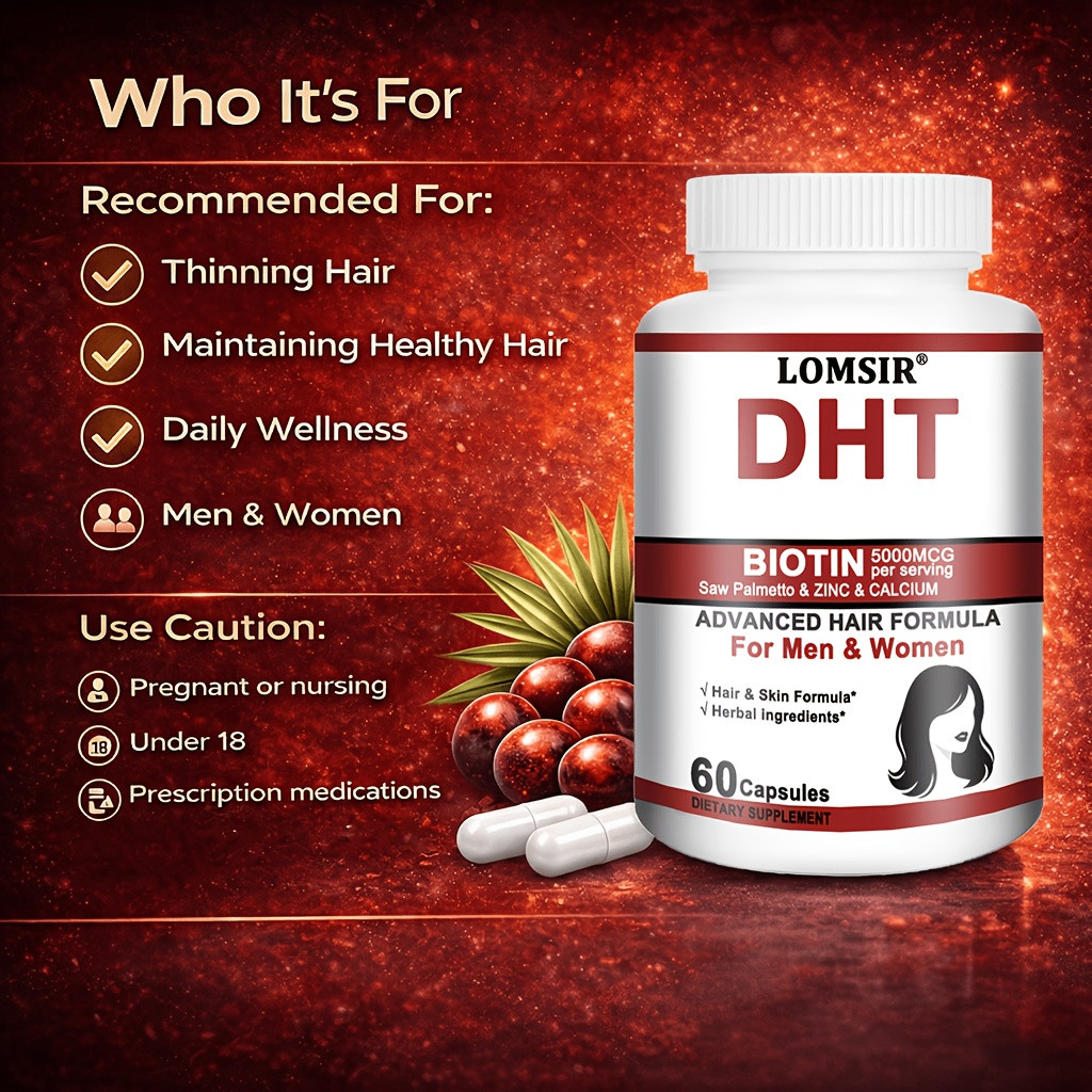 DHT Blocker Supplement – 5000mcg Biotin Advanced Hair Vitamin – 60 Capsules