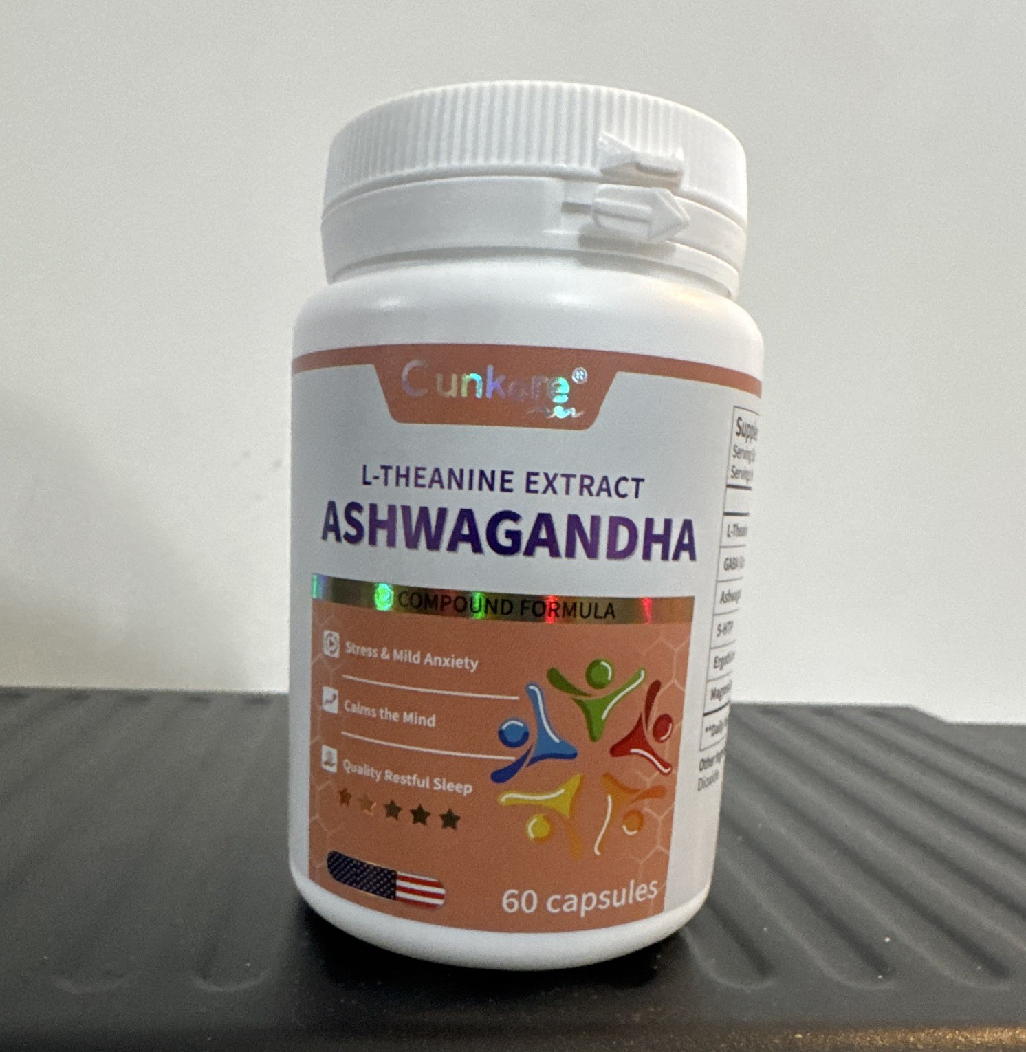 Cunkara L-Theanine 300mg + GABA Ashwagandha 5-HTP L-Tryptophan Caps 60