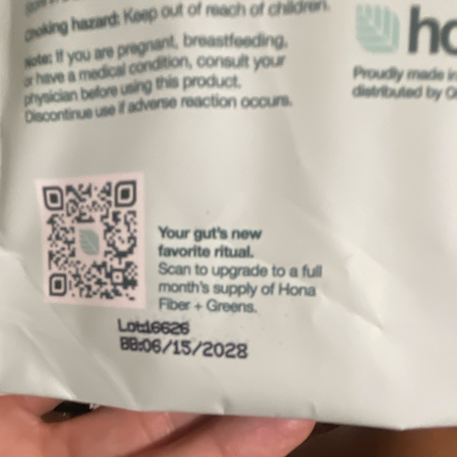 Hona Fiber + Greens Superfood Blend Powder Pineapple Vegan 3.2 oz