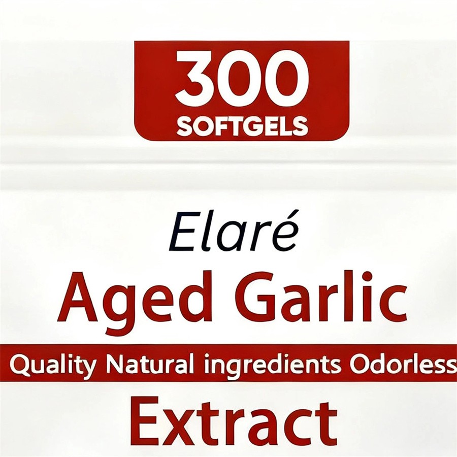 Elare Aged Garlic Extract, 300 Softgels, 7500mg Odorless | Heart & Immune pack 2