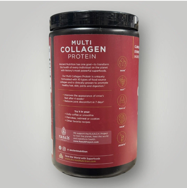 Dr. Axe ANCIENT NUTRITION Multi Collagen Protein Powder Gut Joints 1 lb 12/2027+