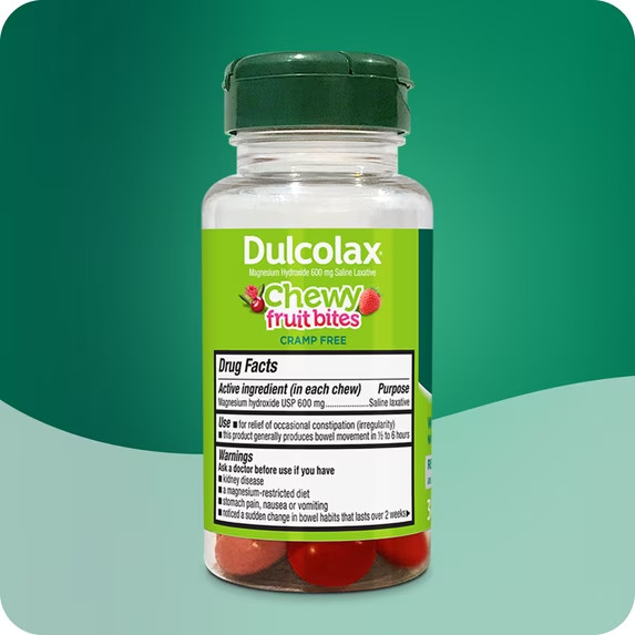 Dulcolax Saline Laxative Chewy Fruit Bites Cherry Berry Fast Relief 30 Count