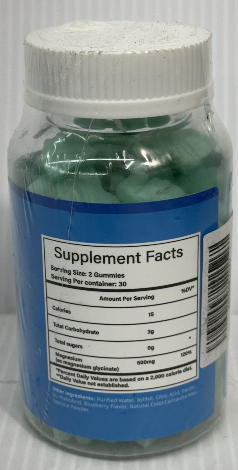 Biyode Magnesium Glycinate Gummies, Blueberry Flavor, 60 Count