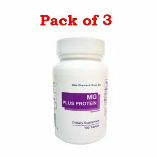 Miller Mg Plus Protein Magnesium Supplement Tablets Muscle Health 100ct 3 Pack