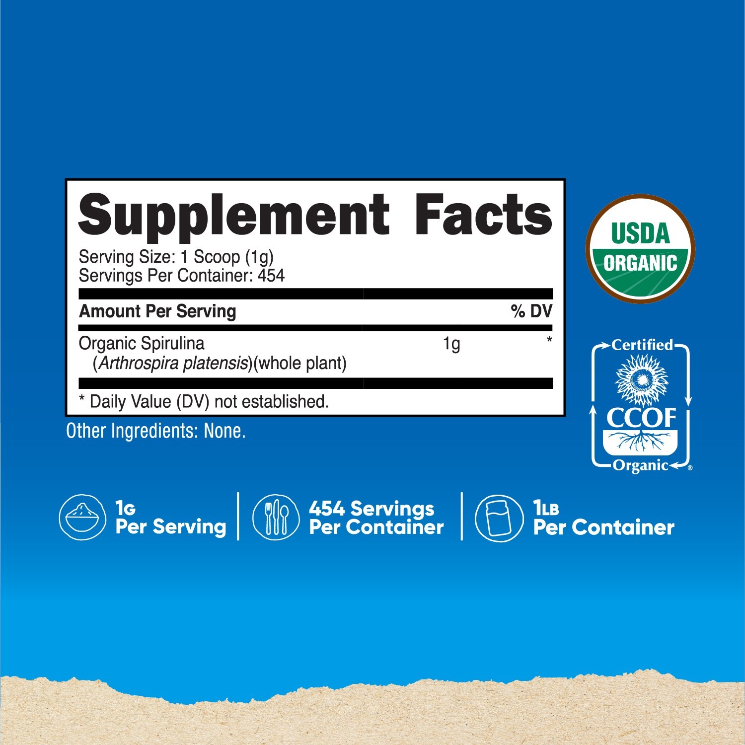 Nutricost Organic Spirulina Powder 454 Grams (1LB) – 1g Per Serving, 454 Serving