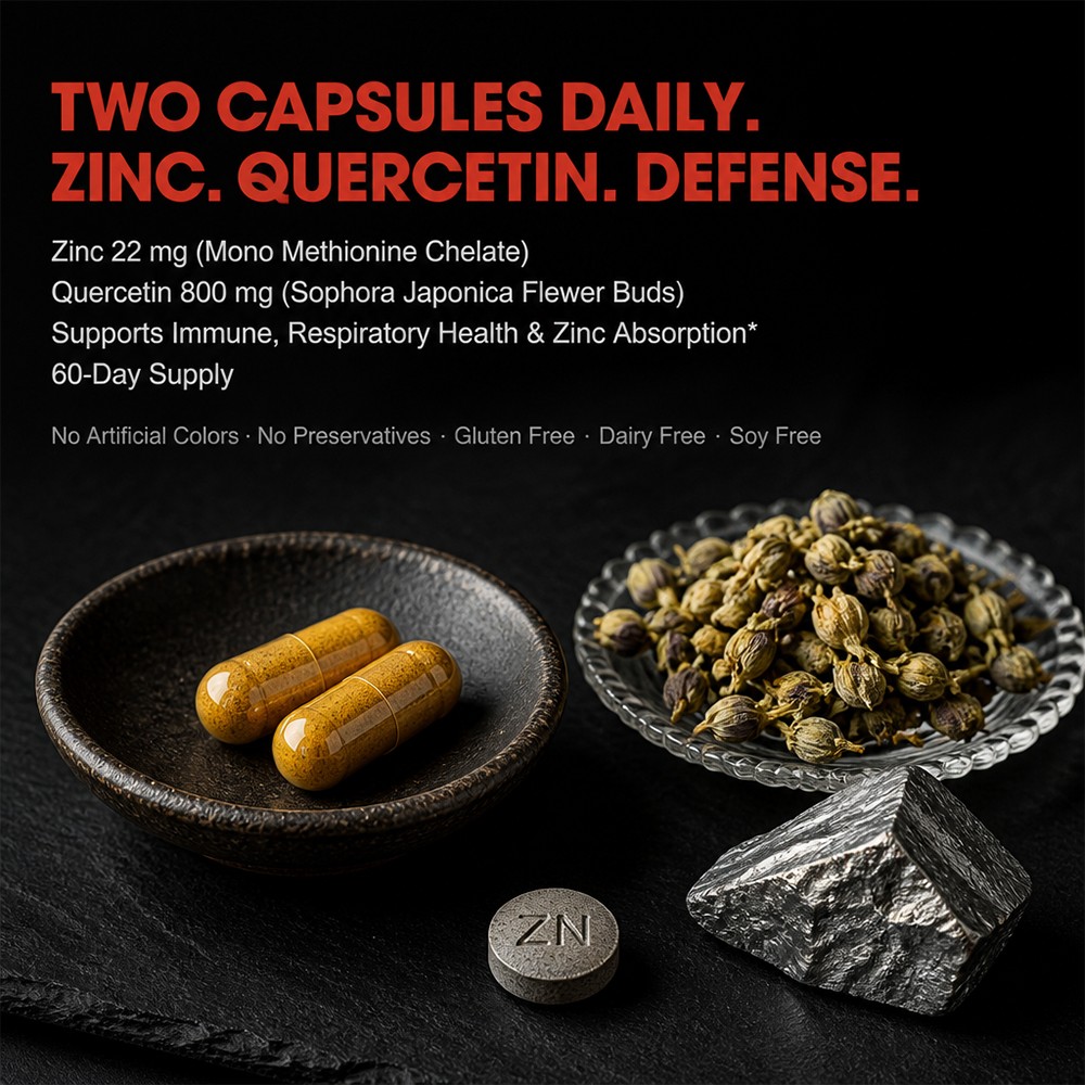 Zinc Quercetin Immune 800 mg Quercetin for Immune&Respiratory Health 30~120 Caps