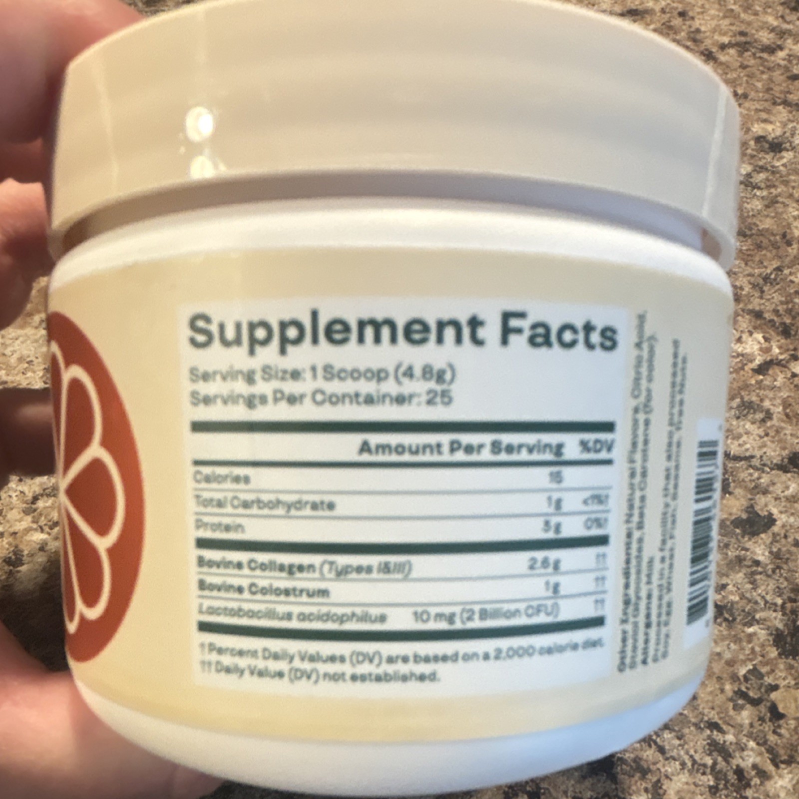 Bloom Colostrum & Collagen Peptides Powder Orange Cream 4.23 oz Grass Fed Tested