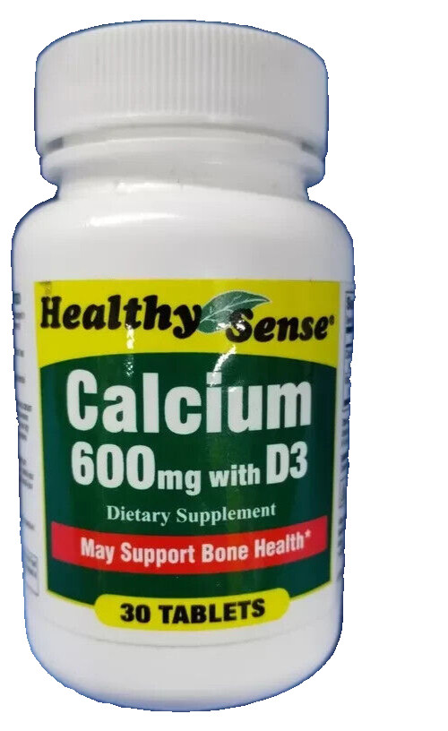 3x Bottles Healthy Sense Calcium 600MG With D3 Dietary Tablets, 30 Per Bottle