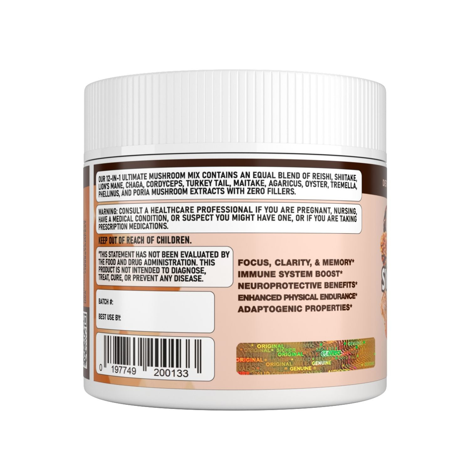 12-IN-1 Dozen Synergy Power Mushroom Extract – Only Fruiting Bodies, 100g